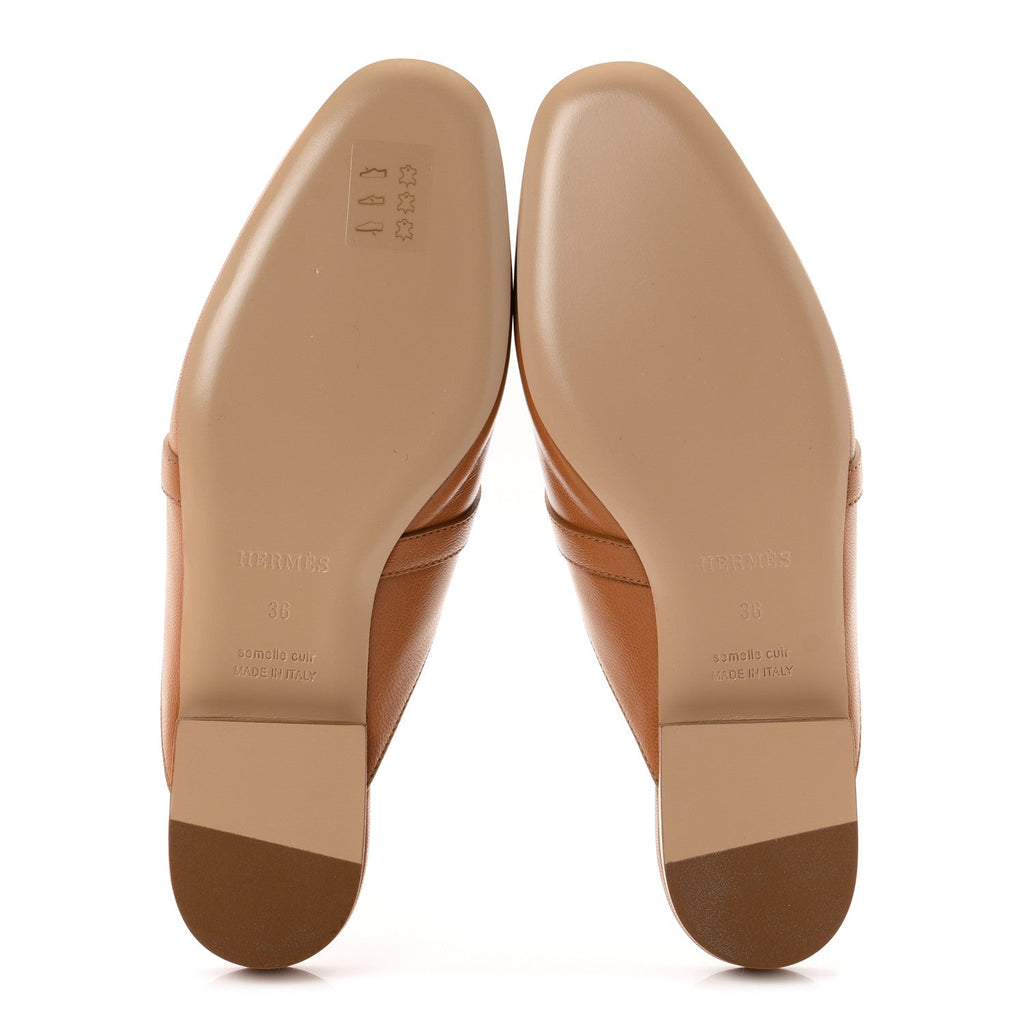 Calfskin Oz Mules 36 Naturel