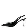 Spazzolato Triangle Logo Pointed Toe 75mm Slingback Pumps 37 Black