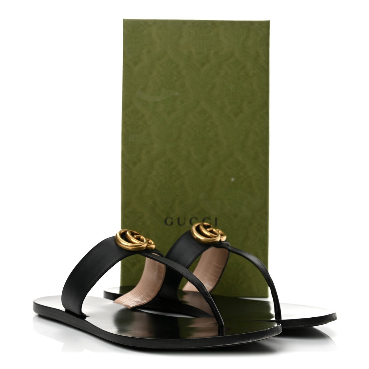 Calfskin GG Marmont Thong Sandals 40 Black