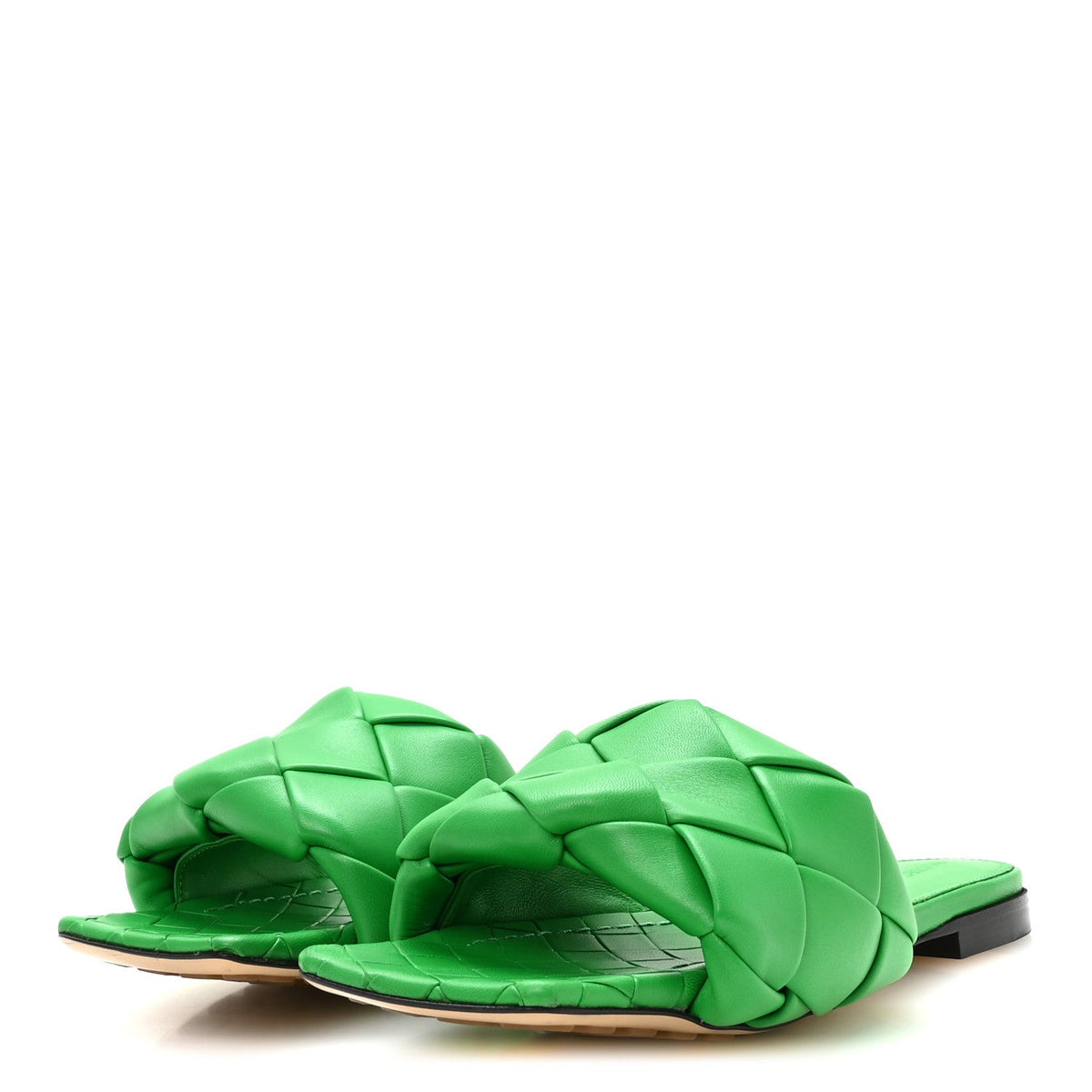 Nappa Maxi Intrecciato Lido Flat Sandals 36 Grass