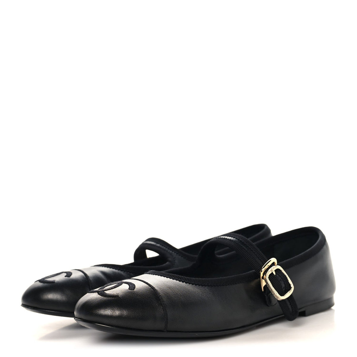 Lambskin Mary Jane Flats 39 Black