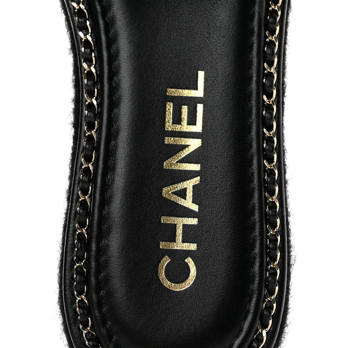Wool Alpaca Chain CC Slide Sandals 36 Black