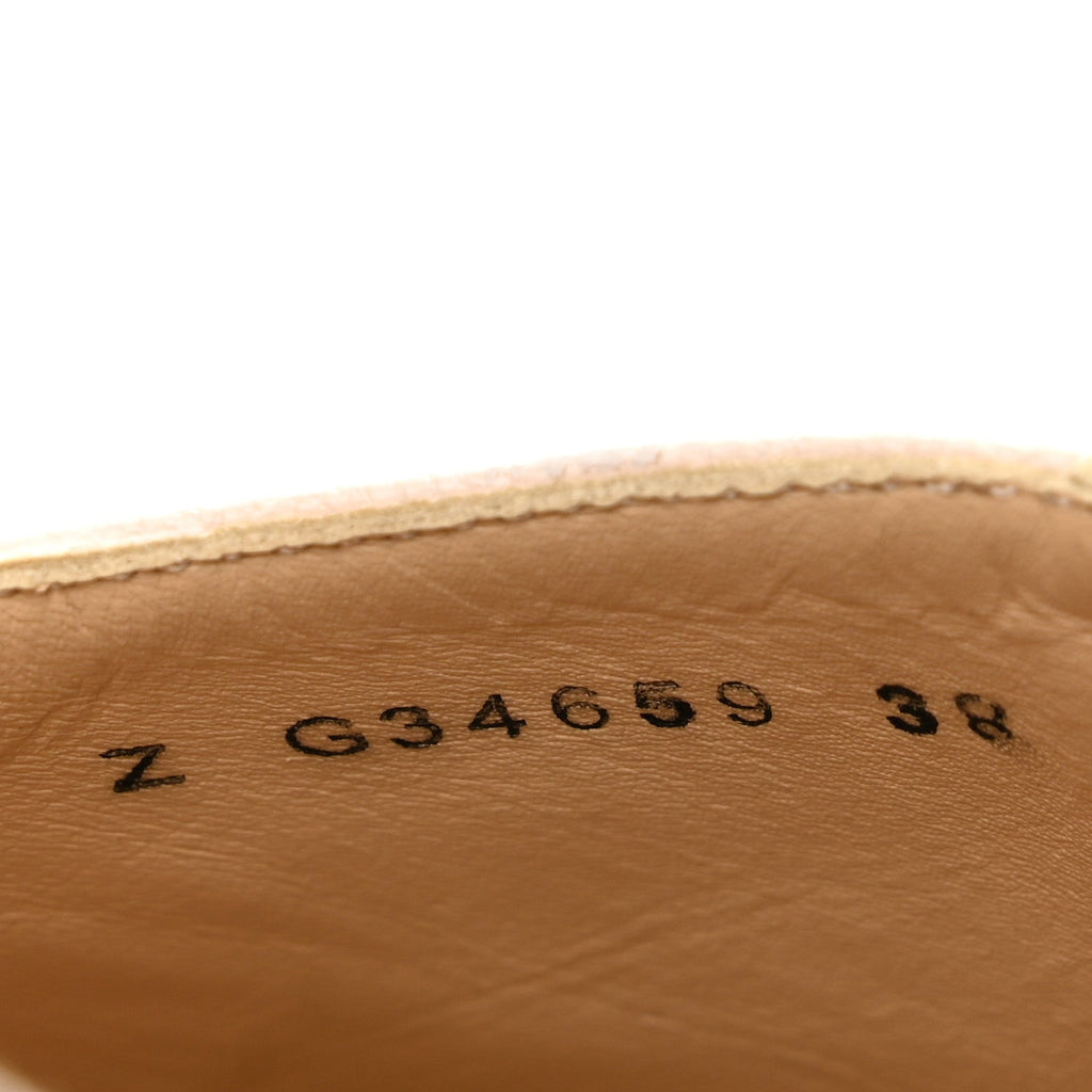 Lambskin Suede CC Espadrille Wedges 38 Beige Black