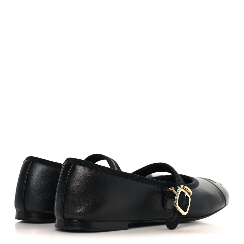 Lambskin Mary Jane Flats 39 Black