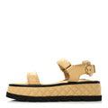 Lambskin Quilted Platform Sandals 39 Beige Black