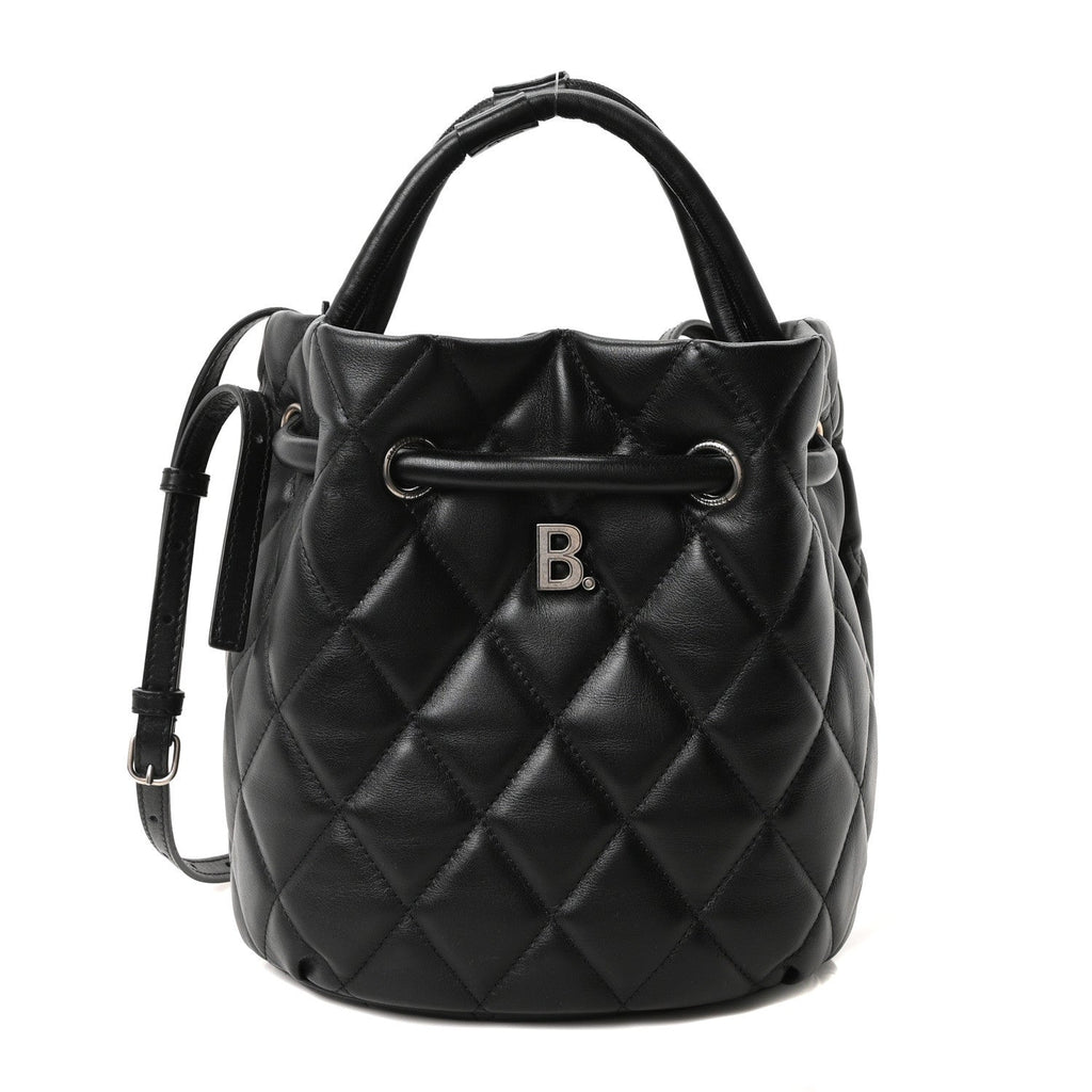 Nappa Calfskin Quilted Touch B Bucket Bag Black
