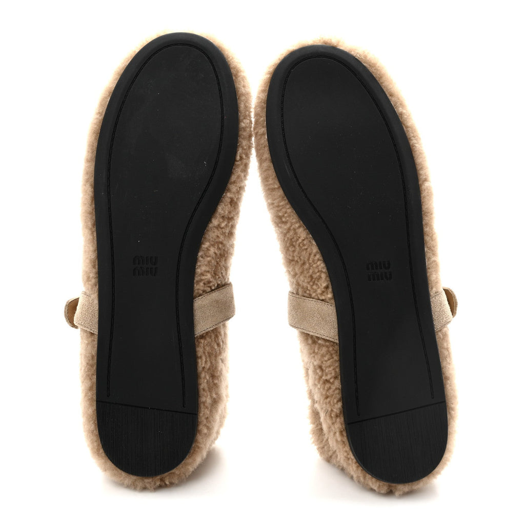 Shearling Mary Jane Ballerina Flats 40 Deserto