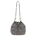 Tweed Paris Cuba Chesterfield Bucket Bag  Blue Multicolor