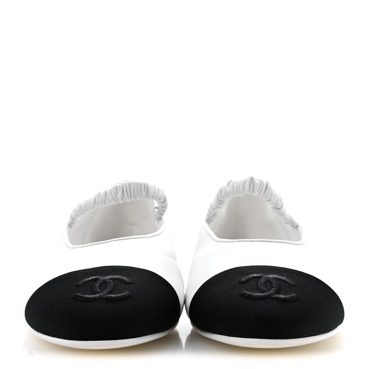 Lambskin Knit Grosgrain Cap Toe CC Ballerina Flats With Leg Warmers 38.5 White Black