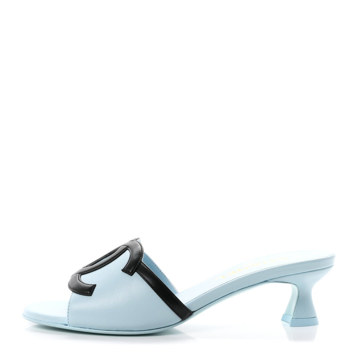 Lambskin CC Cutout Mules 36 Blue Black