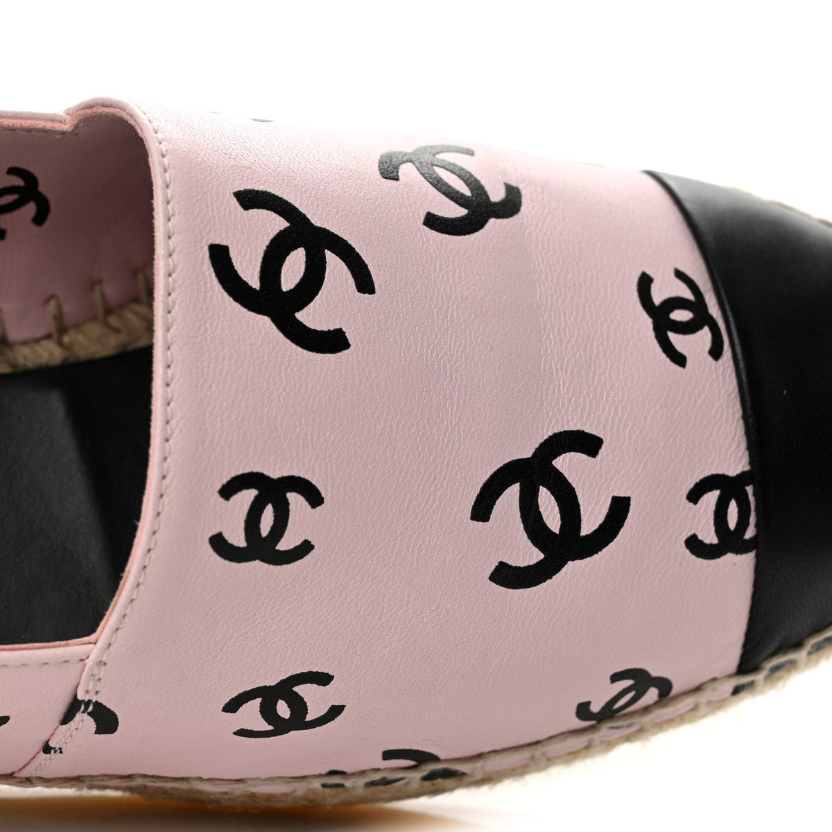 Lambskin Printed Coco Beach Espadrilles 40 Light Pink Black