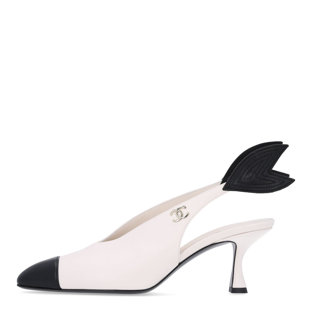 Lambskin Slingback Pumps 37.5 White Black