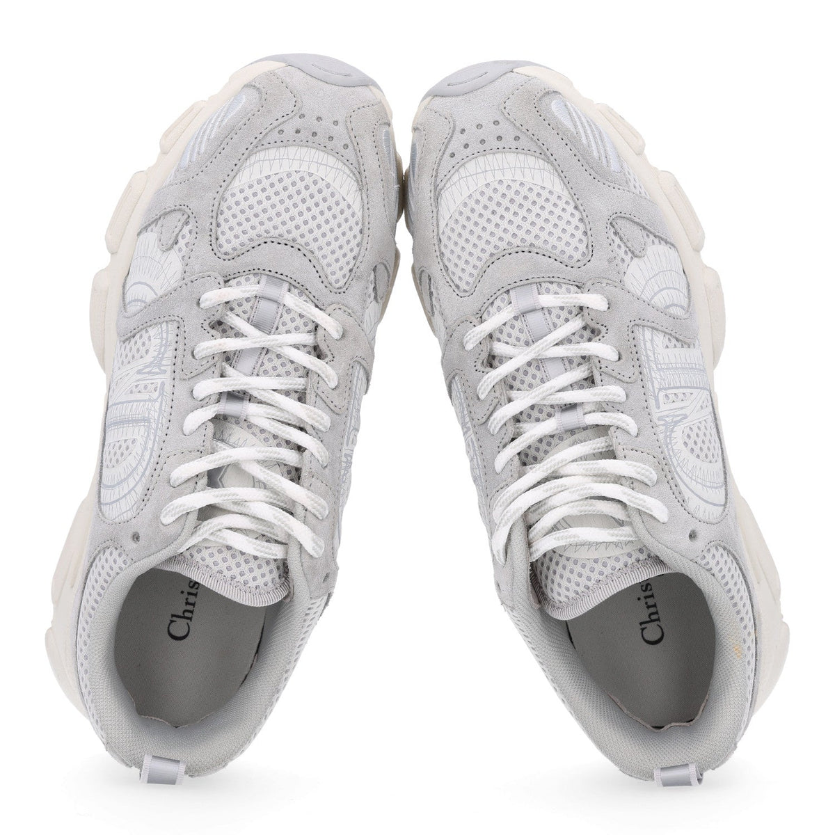 Technical Mesh Suede Dior Chrono Sneakers 38.5 Grey