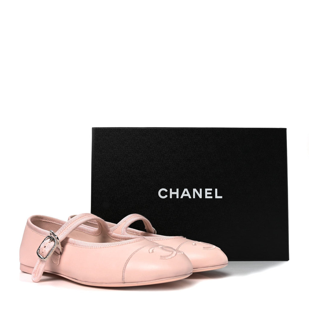 Lambskin Mary Jane Flats 38 Light Pink