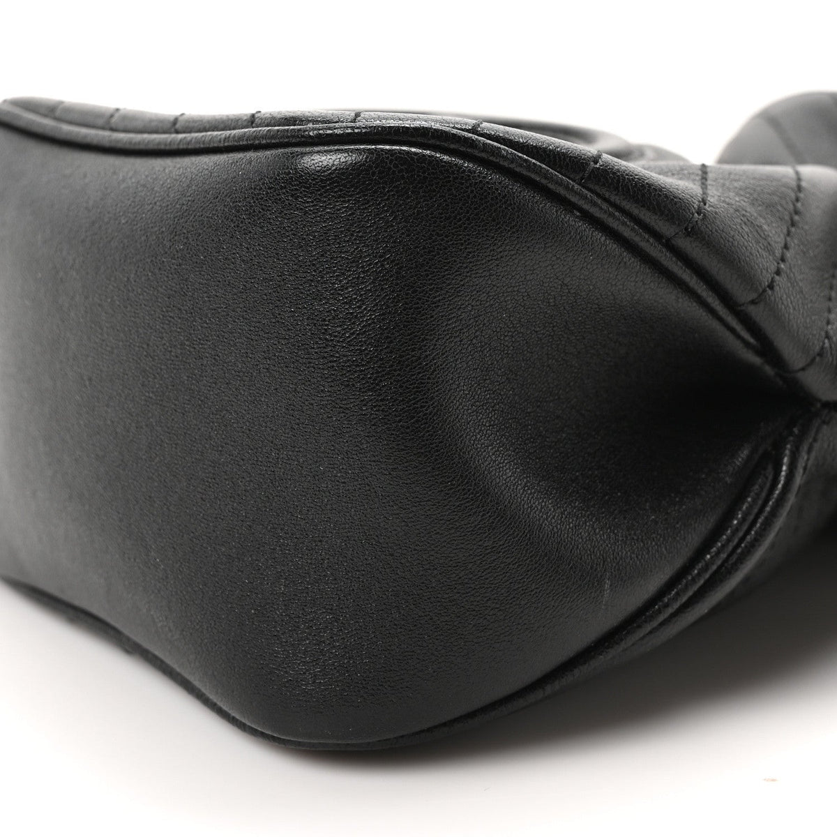 Sakai Be Green Calfskin Diagonal Stitched Mini Blondie Bucket Bag Black