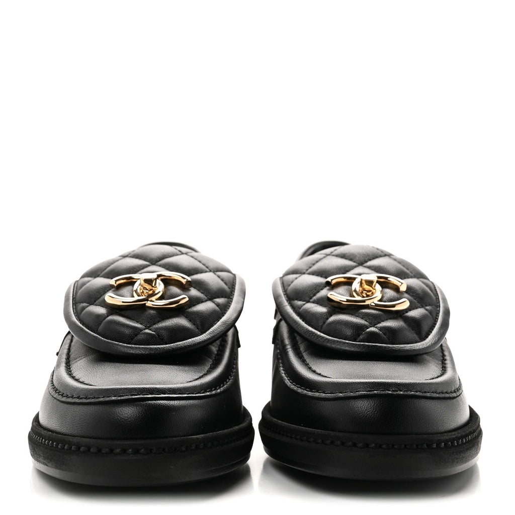Lambskin Quilted CC Turnlock Loafers 36.5 Black