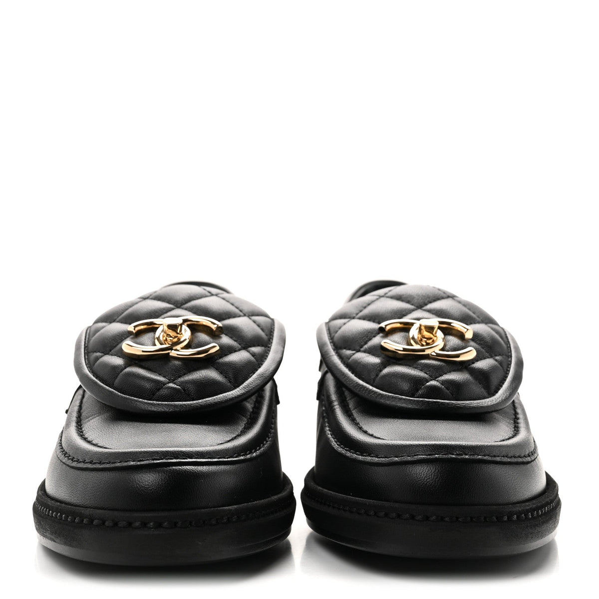 Lambskin Quilted CC Turnlock Loafers 36.5 Black