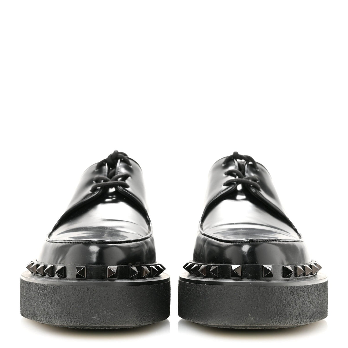 Calfskin Rockstud Womens M-Way Derby Loafers 39.5 Black