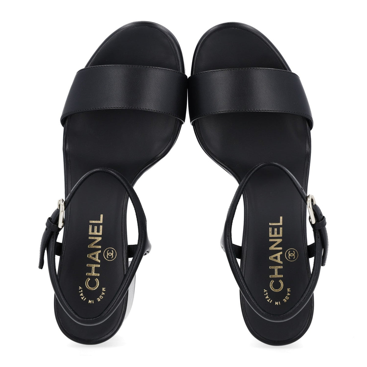 Lambskin Logo Platform Sandals 38 Black
