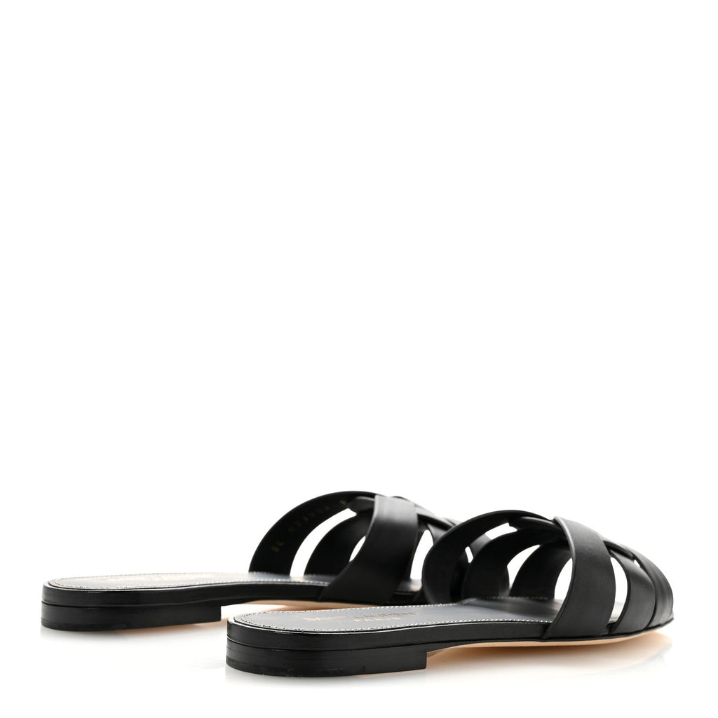 Calfskin Tribute 05 Slide Sandals 36.5 Black