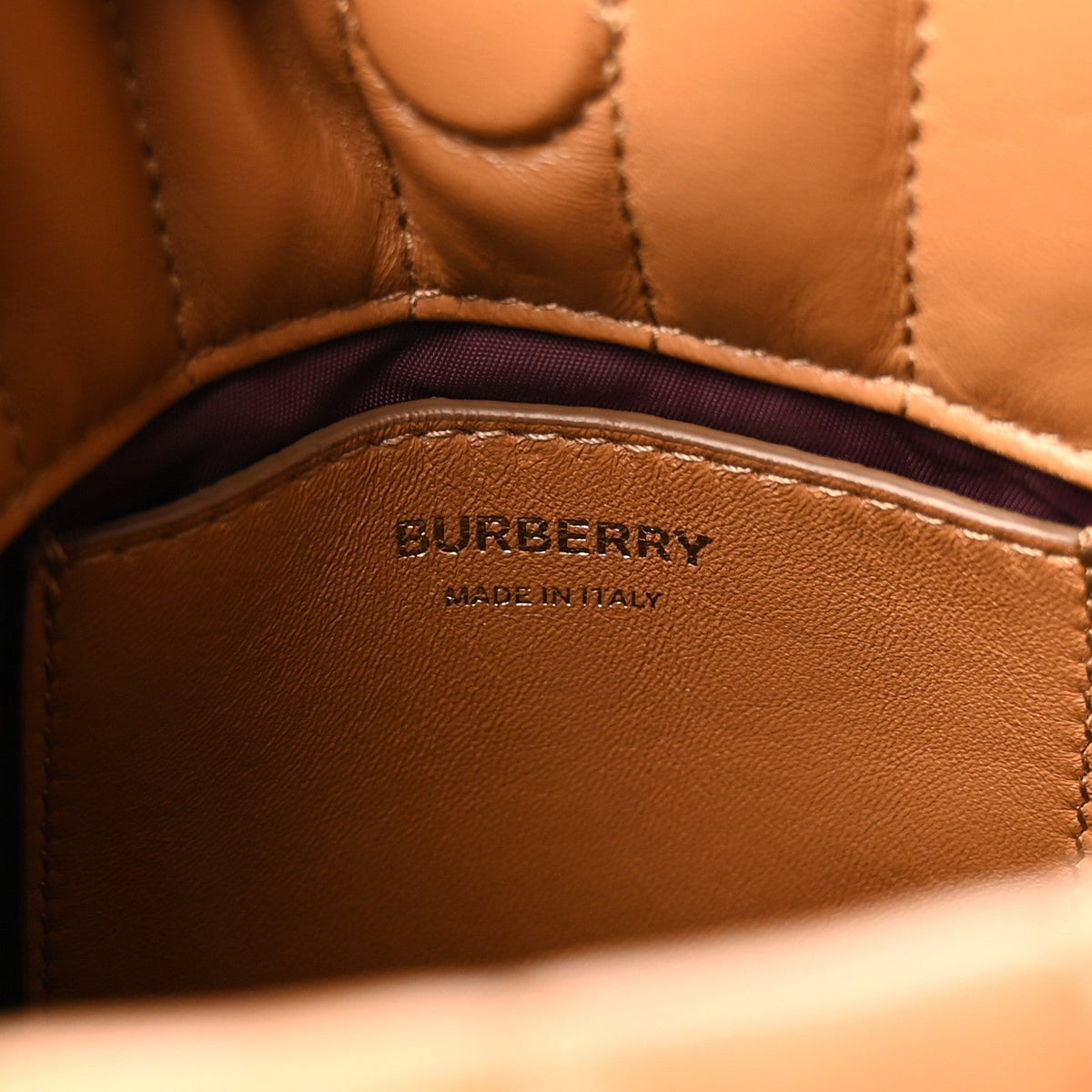 Lambskin Quilted Mini Lola Bucket Bag Maple Brown