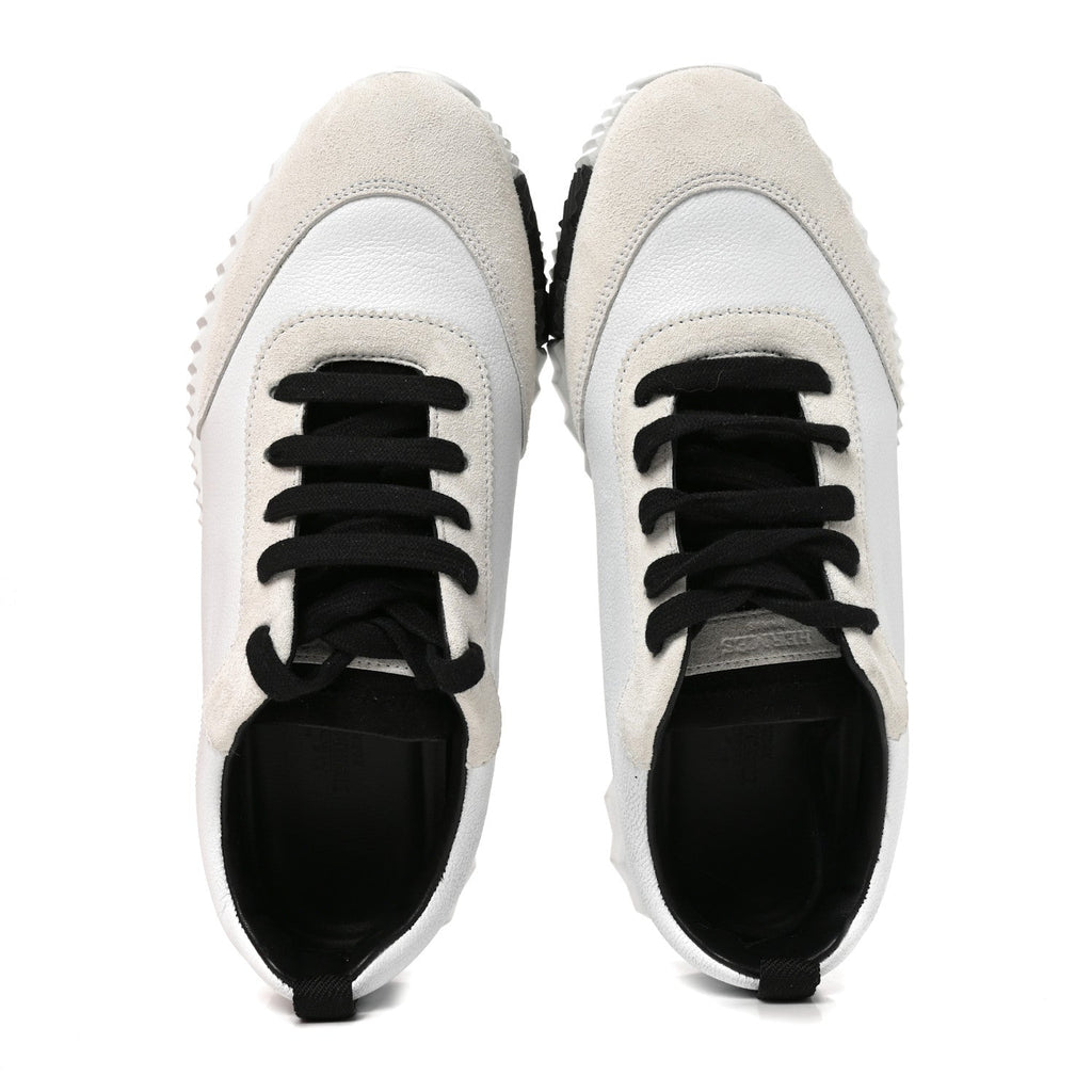 Calfskin Suede Goatskin Bouncing Sneakers 37.5 White Black