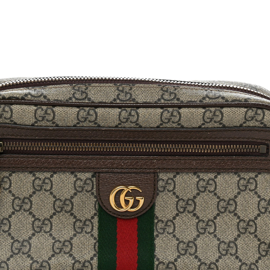 Soft GG Supreme Monogram Medium Ophidia Belt Bag Dark Brown