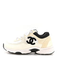 Mesh Suede Calfskin Grained Calfskin Womens CC Sneakers 36 White Black