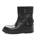 Calfskin Double Buckle Combat Boots 37 Black
