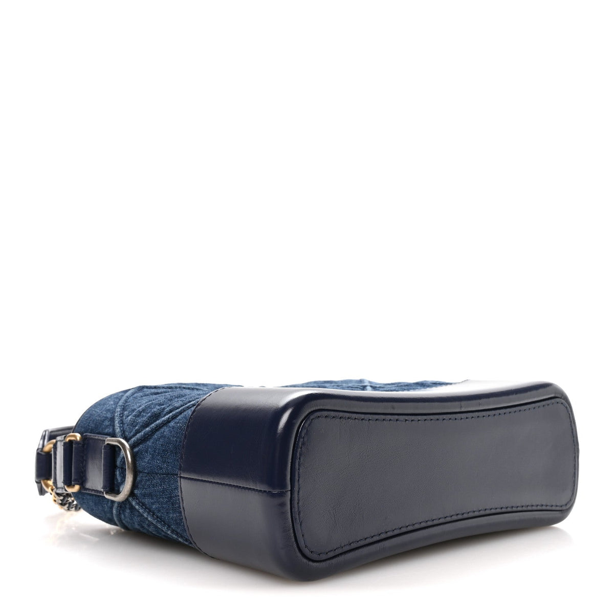 Denim Calfskin Quilted Medium Gabrielle Logo Hobo Blue
