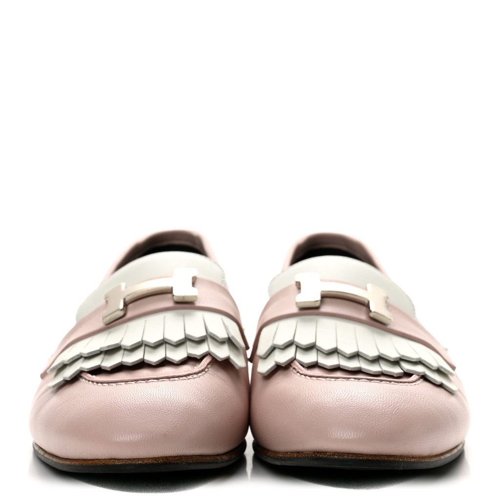 Goatskin Womens Royal Loafers 37.5 Rose Porcelain White