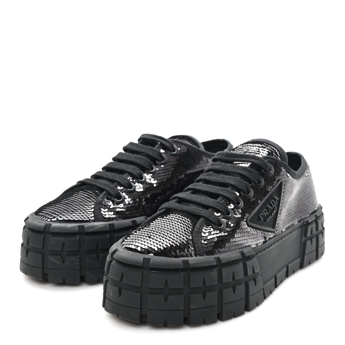 Paillettes Triangle Logo Double Wheel 50mm Sneakers 37 Black