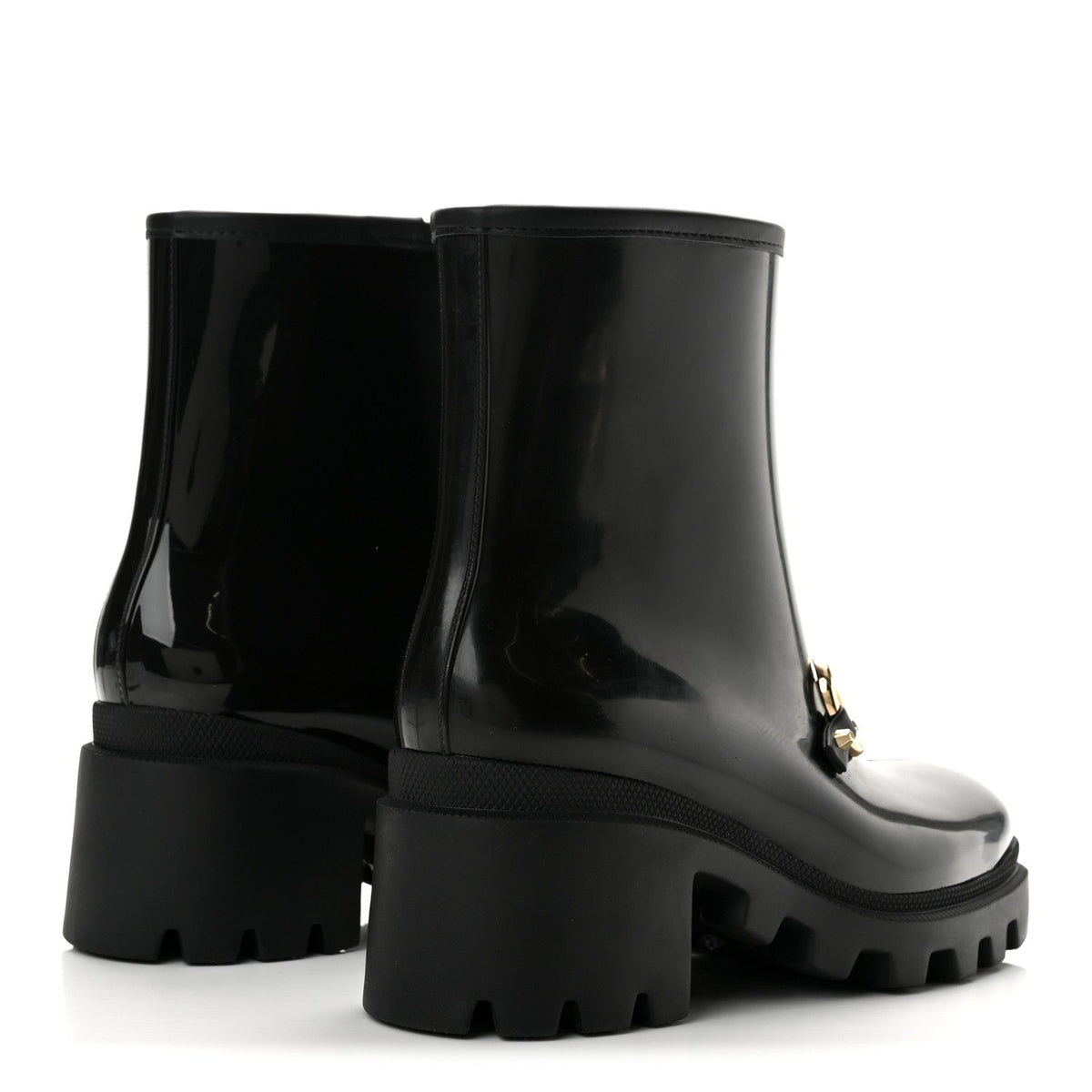 Rubber Womens Horsebit Ankle Boots 38 Black