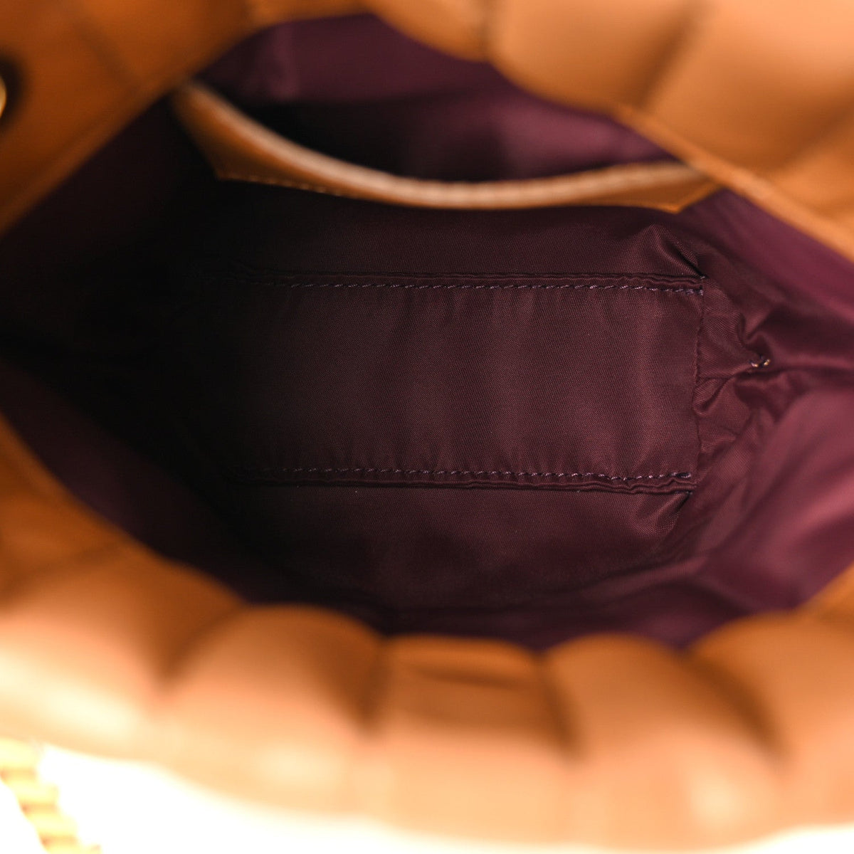 Lambskin Quilted Mini Lola Bucket Bag Maple Brown