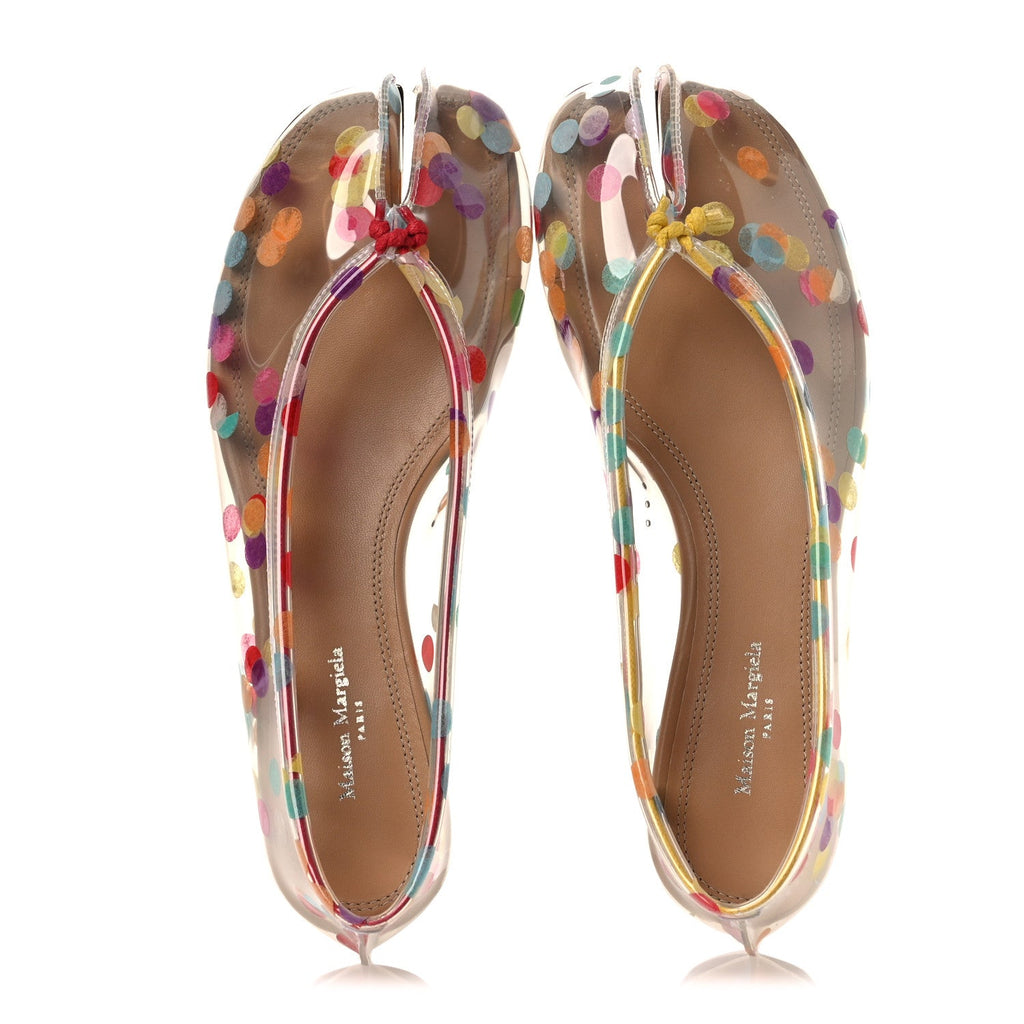 PVC Confetti Printed Tabi Ballerina Flats 35 Multicolor