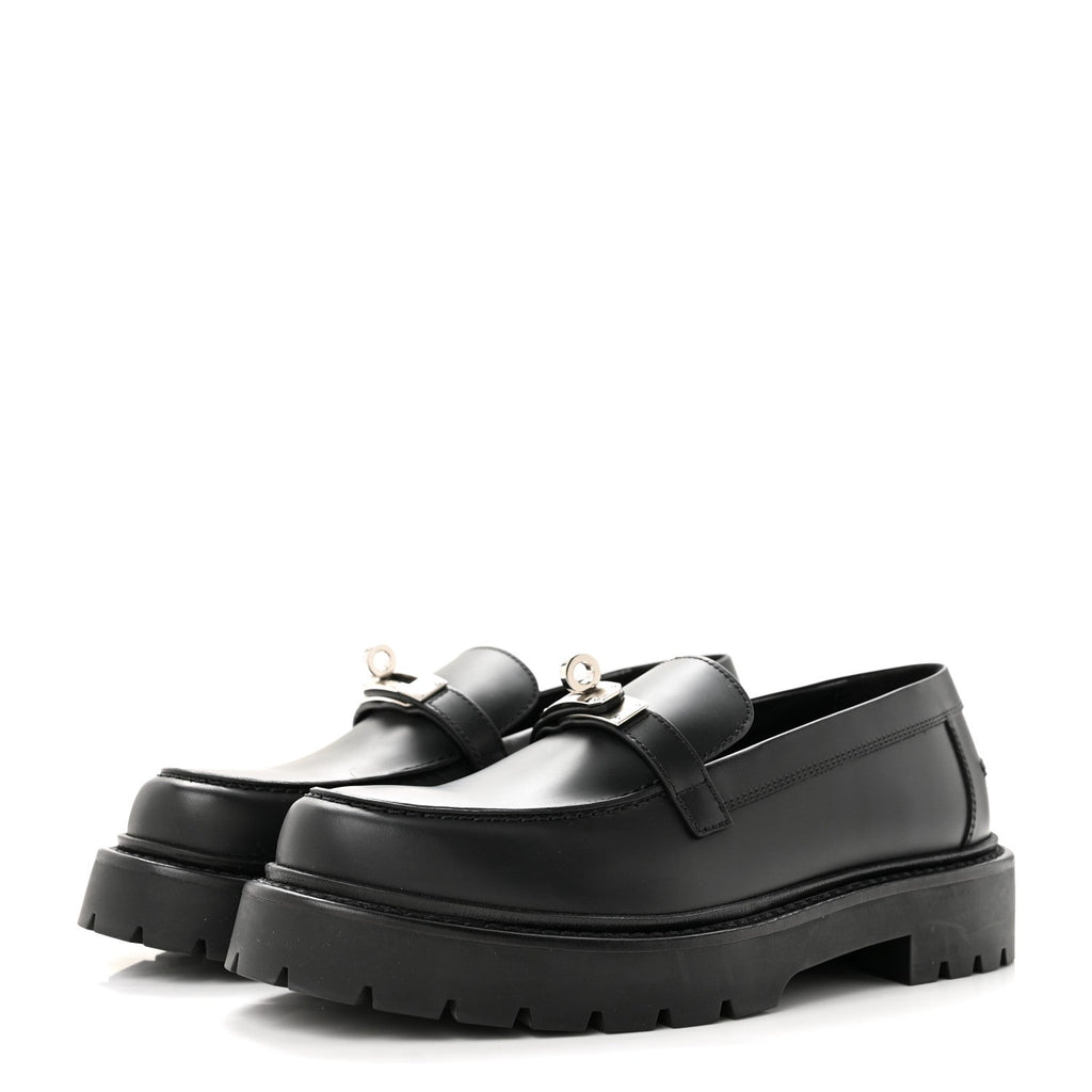 Calfskin Womens Icone Loafers 37 Black