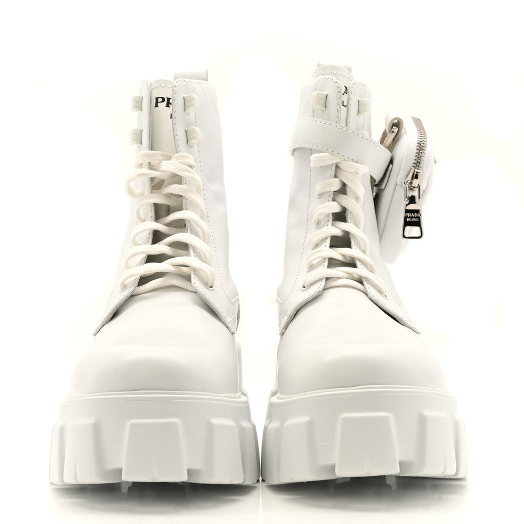 Spazzolato Rois Re-Nylon Metal Triangle Logo Monolith Pouch Pocket 55mm Boots 40 White