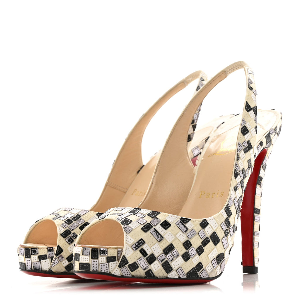 Satin Mosaique No Prive 120 Pumps 37.5 Silver Black White