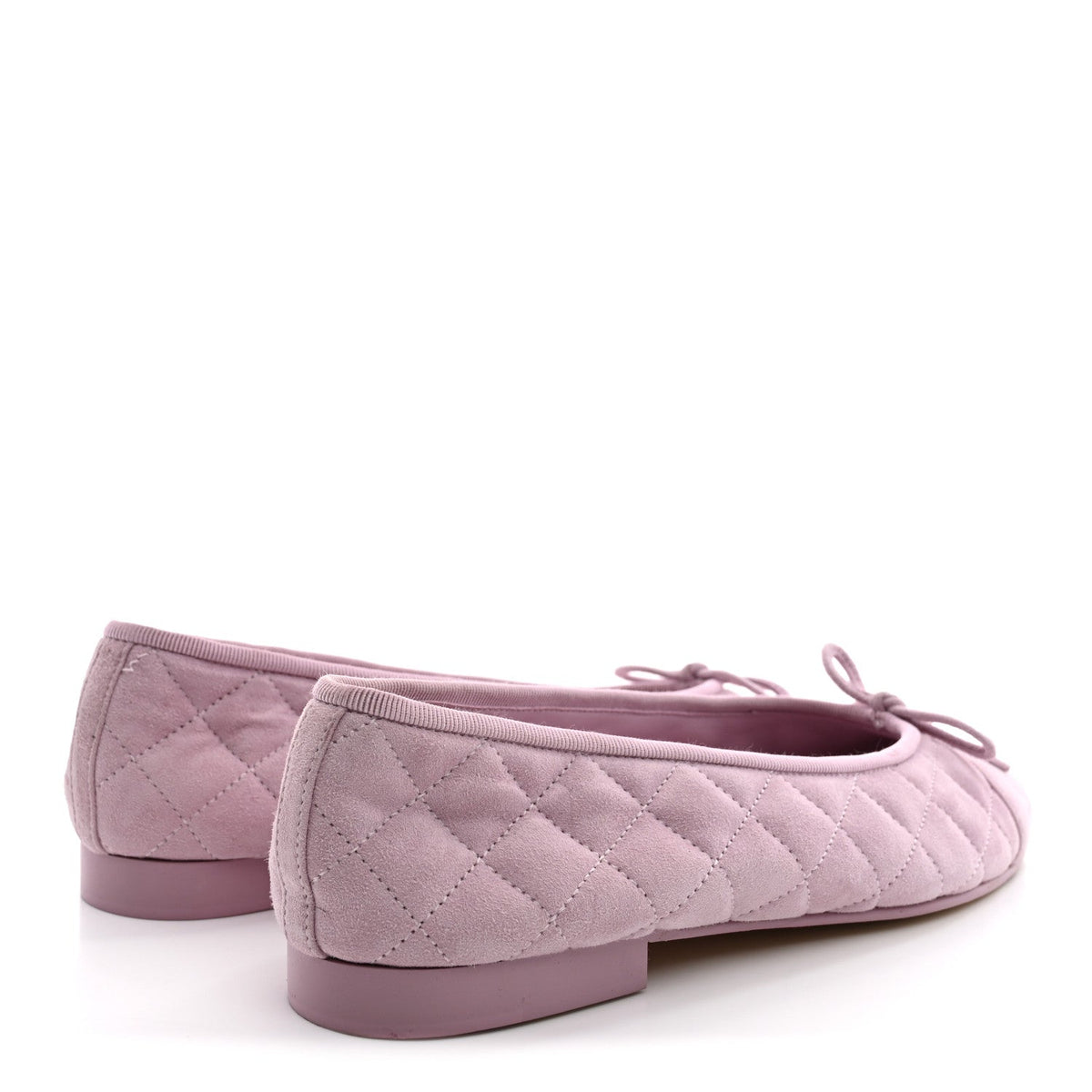 Suede Quilted Cap Toe CC Ballerina Flats 38.5 Light Pink