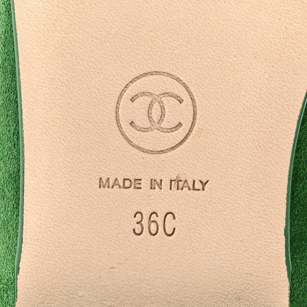 Suede Patent Cap Toe CC Ballerina Flats 36 Green