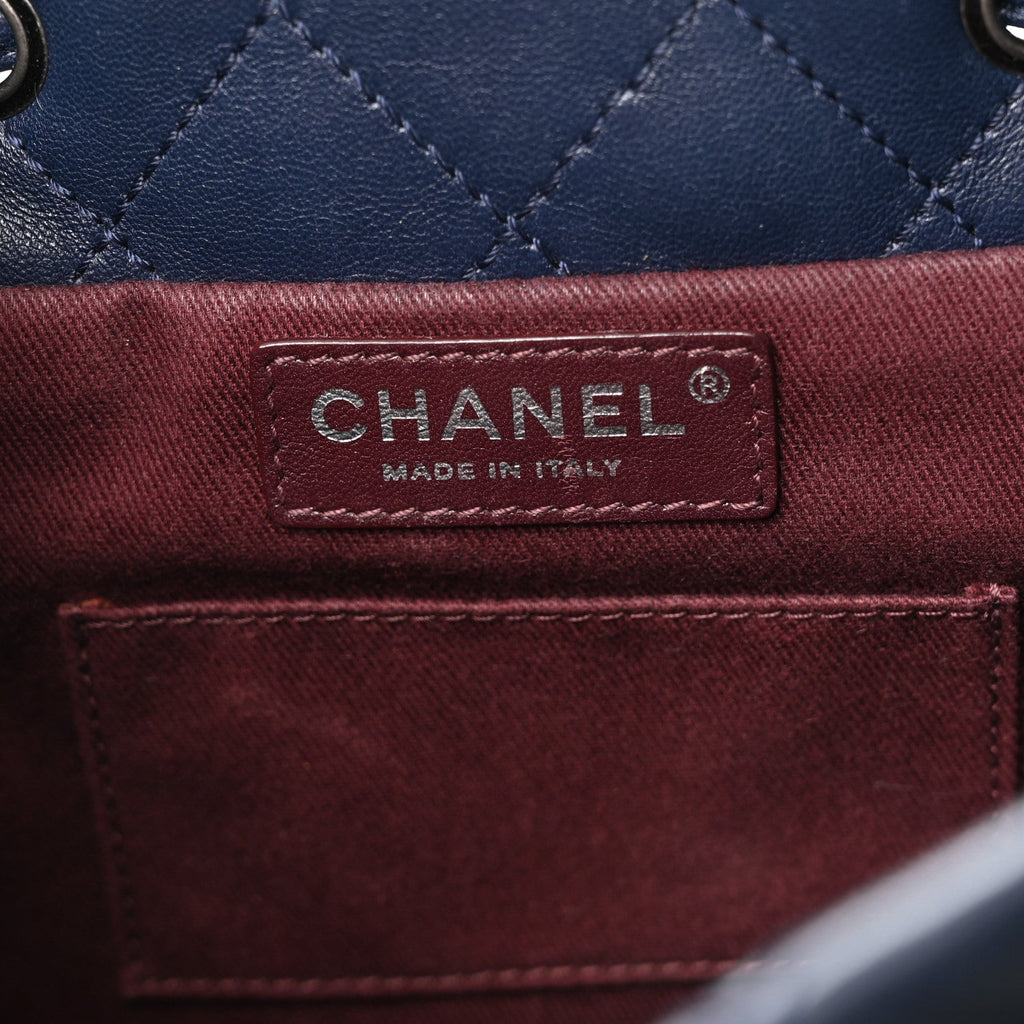 Lambskin Quilted Daily Supple Backpack Blue