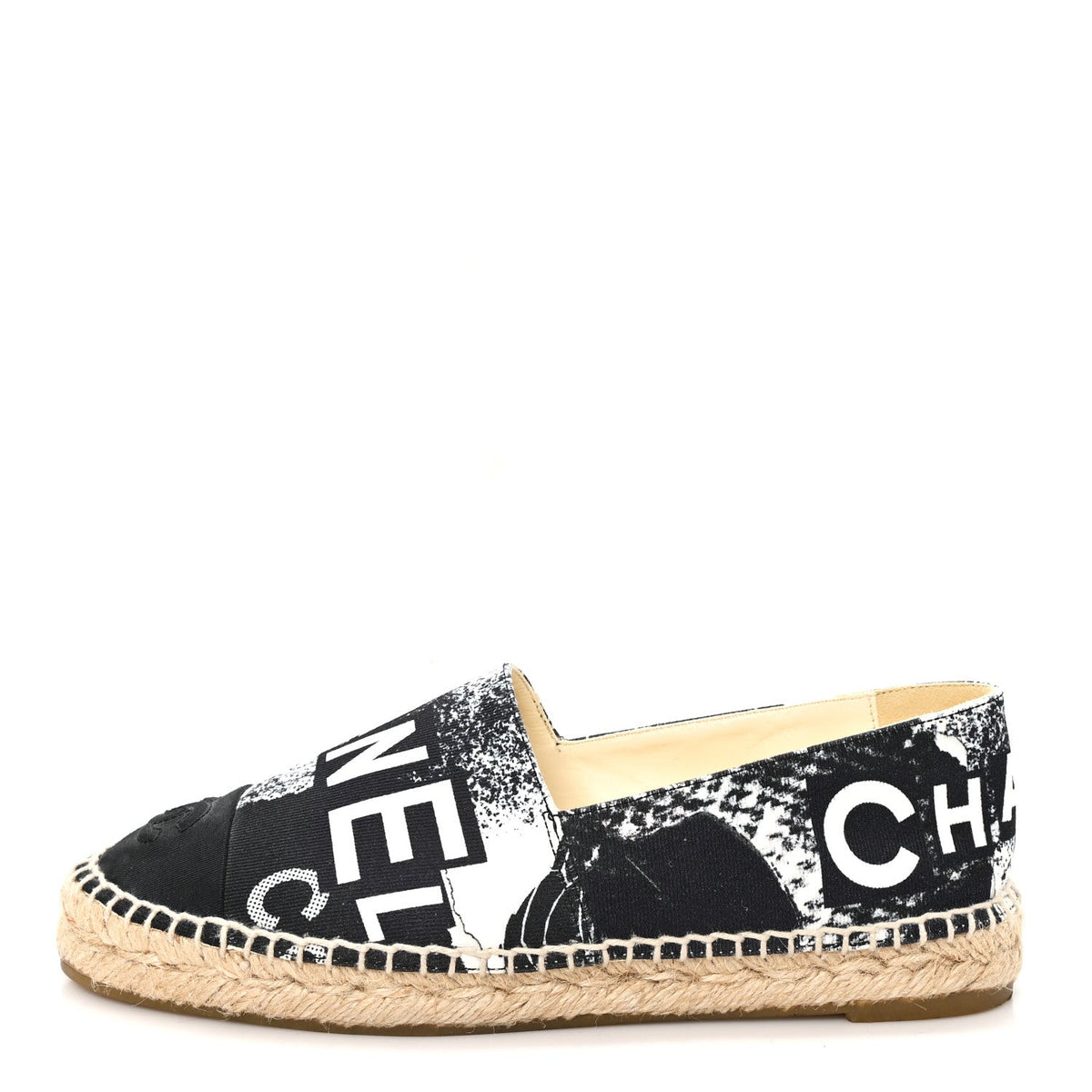 Printed Canvas Grosgrain 31 Rue Cambon Espadrilles 37 Black White