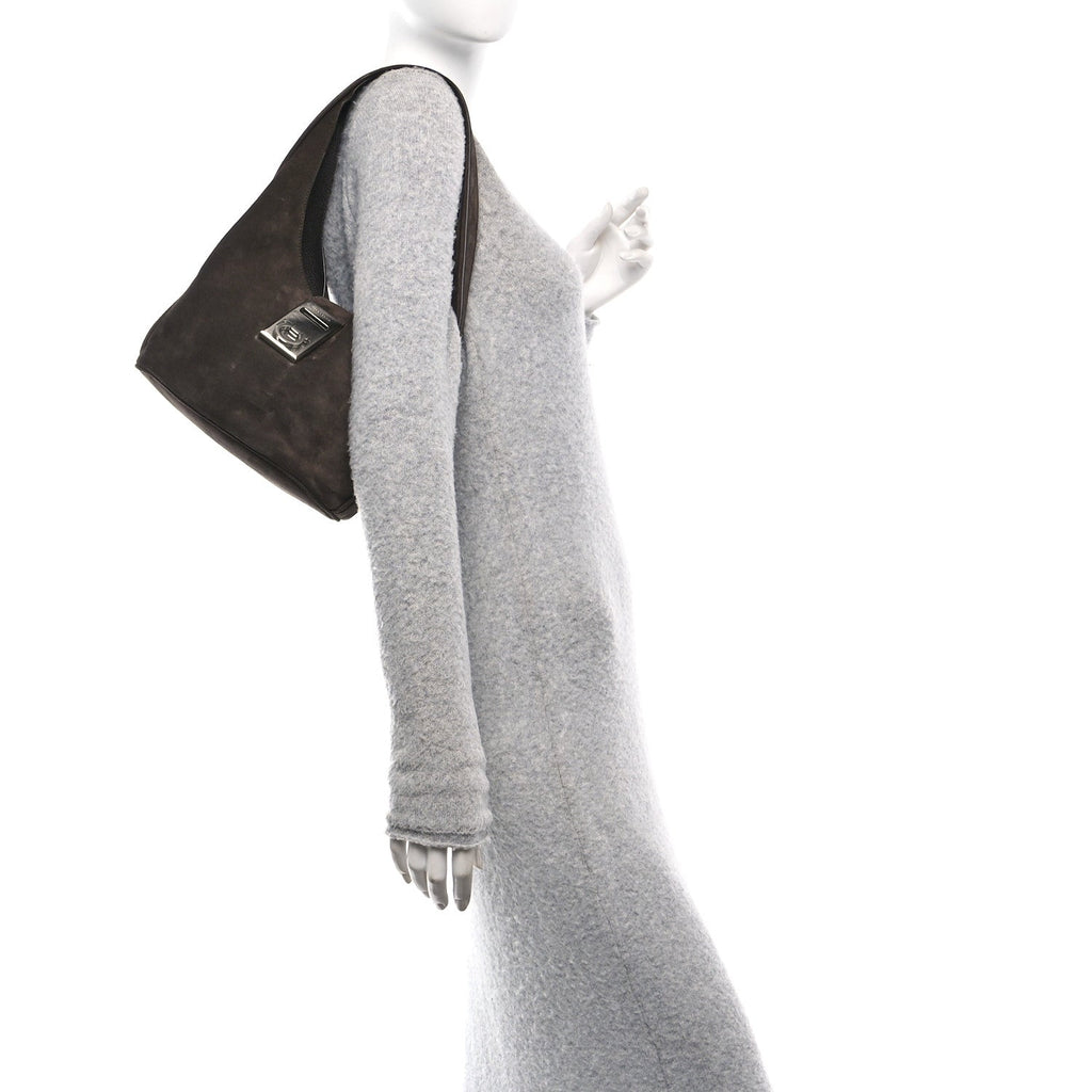 Calfskin Suede Medium Archivo Gancio Hobo Testa di Moro