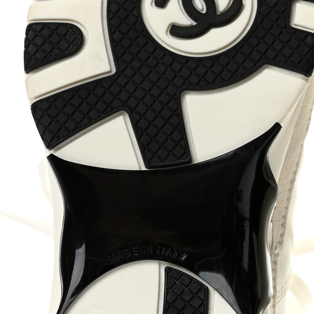 Calfskin Suede CC Womens Sneakers 36.5 White Black