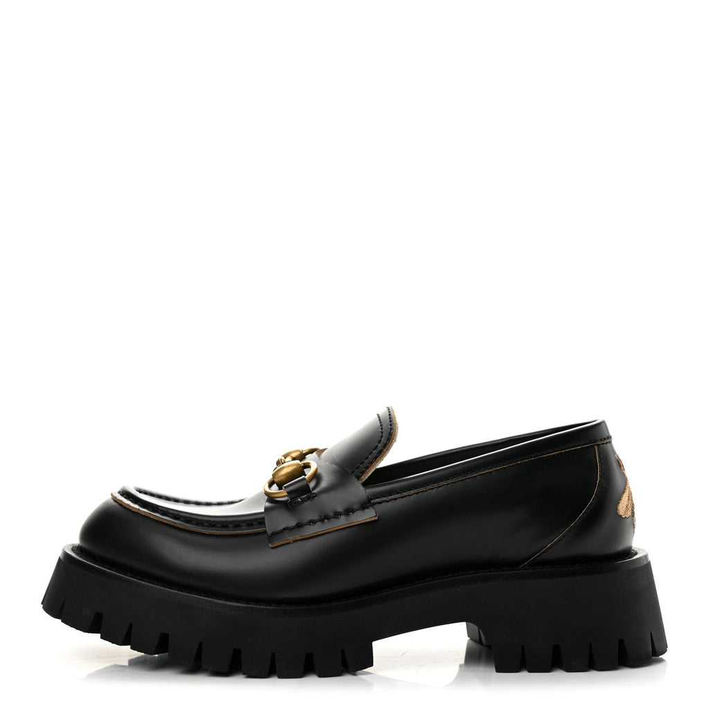 Cordovan Lux Womens Harald Horsebit 25mm Platform Loafers 35.5 Black