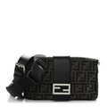 Fabric Jacquard FF 1974 Belt Baguette Bag Tobacco Moro Black
