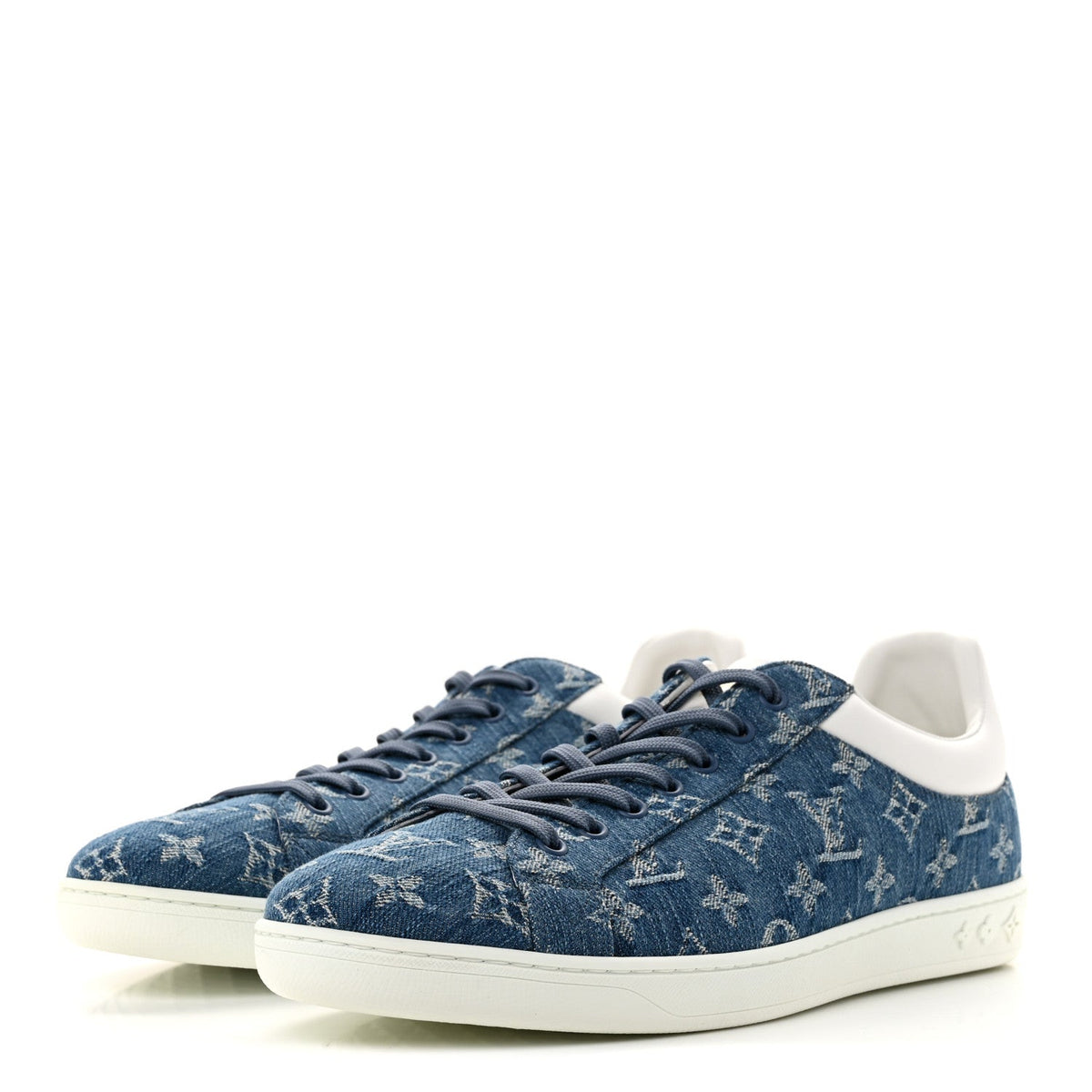 Denim Monogram Mens Luxembourg Sneakers 10 Bleu Jeans Blue