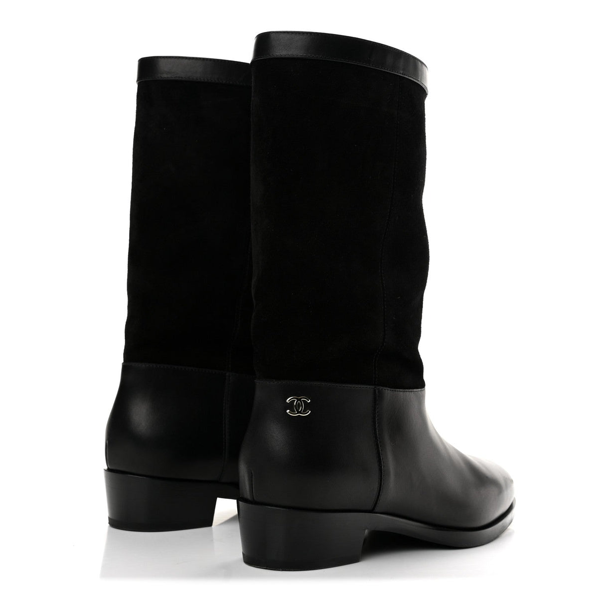 Suede Calfskin CC Short Boots 38 Black