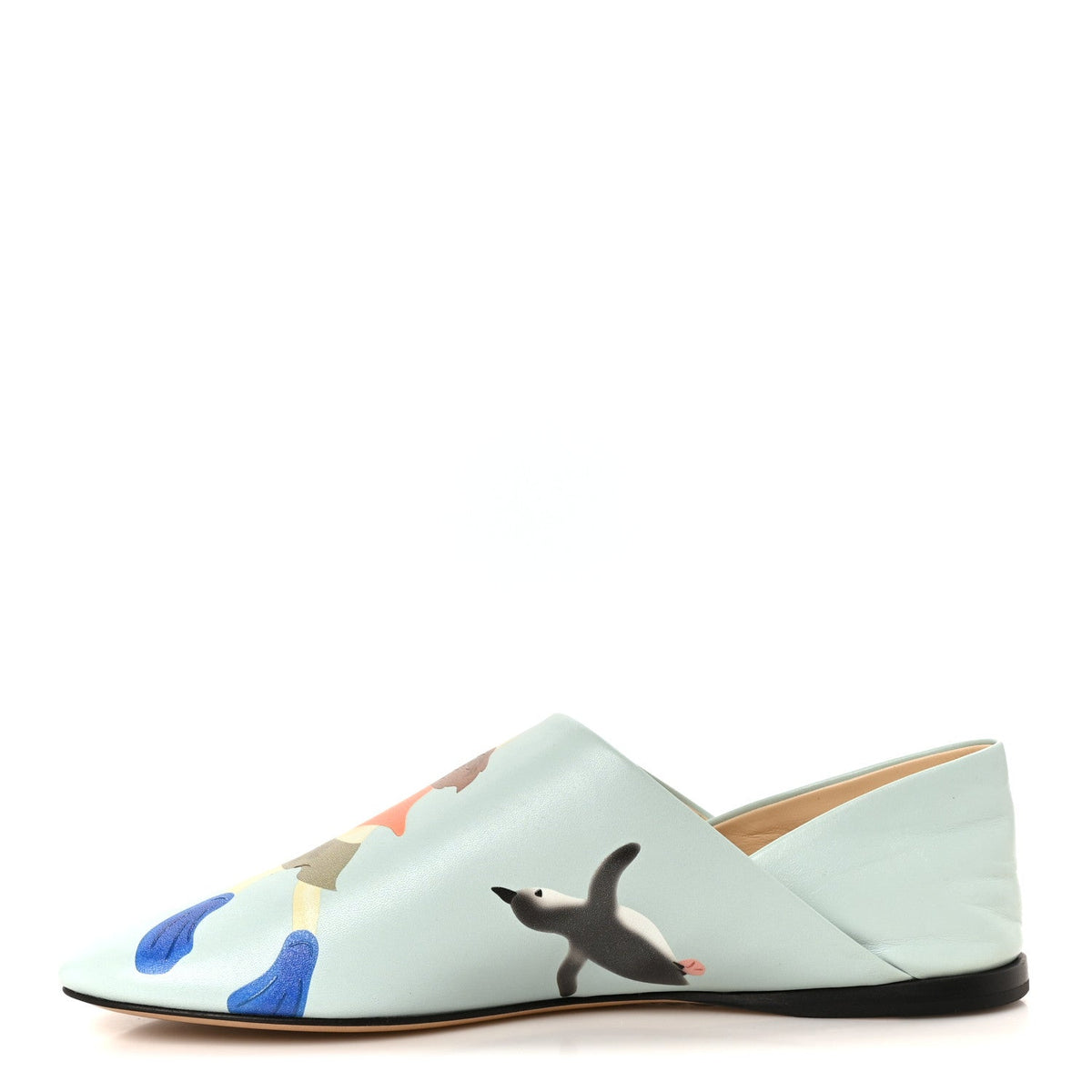X SUNA FUJITA Goatskin Peguin Toy Slipper 36 Blue Iceberg