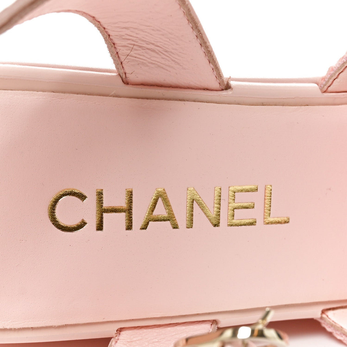 Fabric Calfskin CC Platform Sandals 40 Light Pink